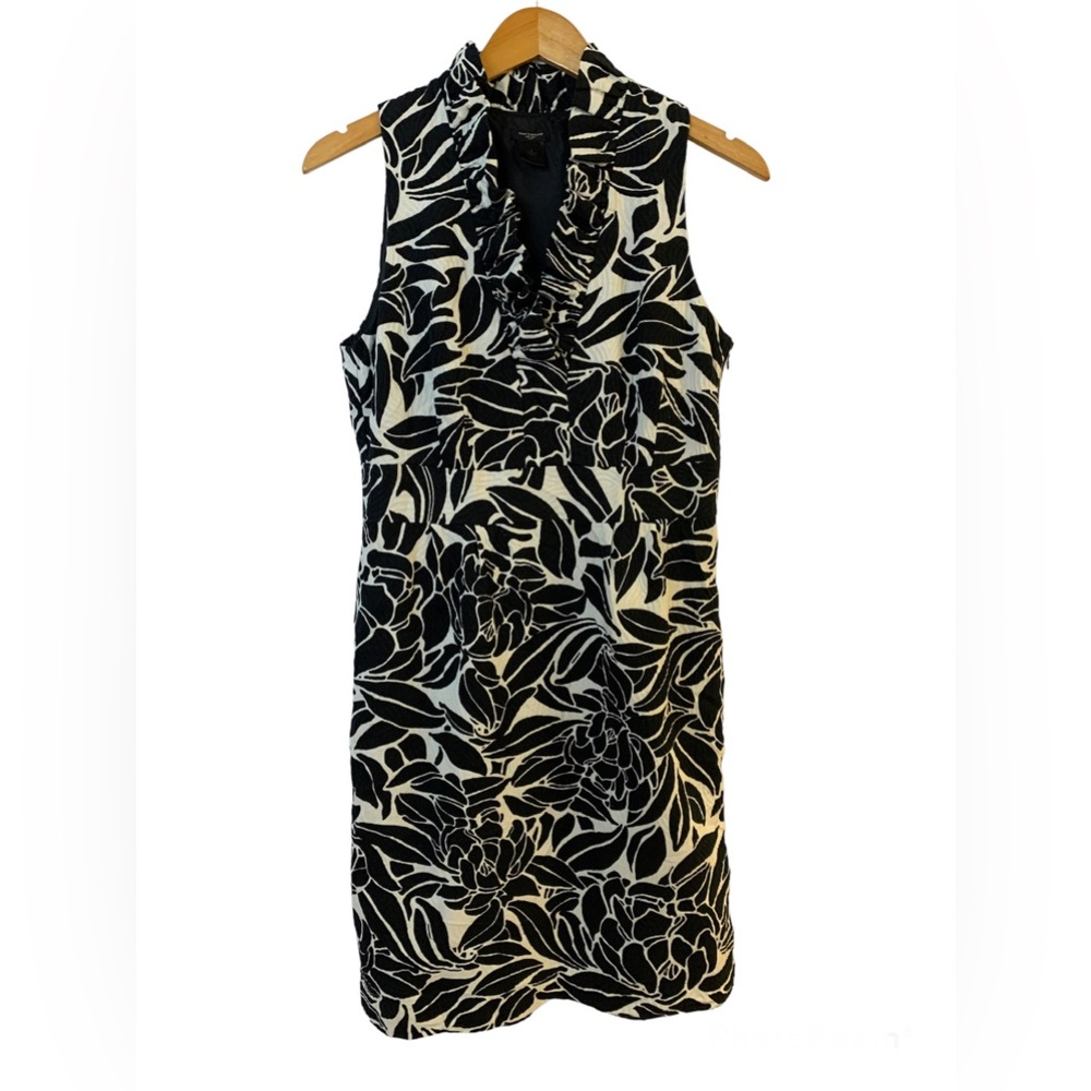 Ann Taylor Black and White Floral Midi Dress
